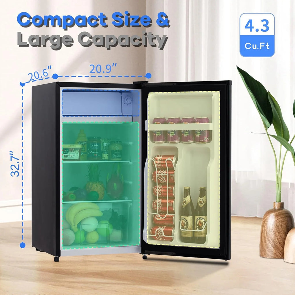 Adoolla 4.3 Cu.Ft. Single Door Mini Refrigerator with Top Freezer and 7 Adjustable Temperature Settings