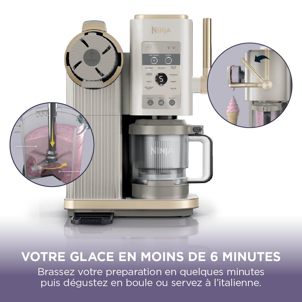 Ninja CREAMi Sorbetière Scoop and Swirl avec 2 pots, 13 modes NC701EUSTGD