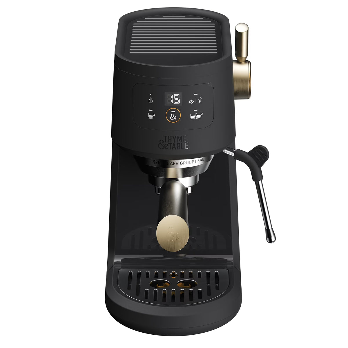 Thyme & Table Barista Mini Espresso Machine with 15-Bar Pressure and Steam Wand, Sand White