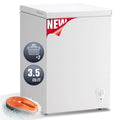 JIEJIA Compact Freezer 3.5 cu ft Environmental Chest Freezer, Mini Freezer with 7 Gear Adjustable Temperature, Removable Storage Basket, Energy Saving, White