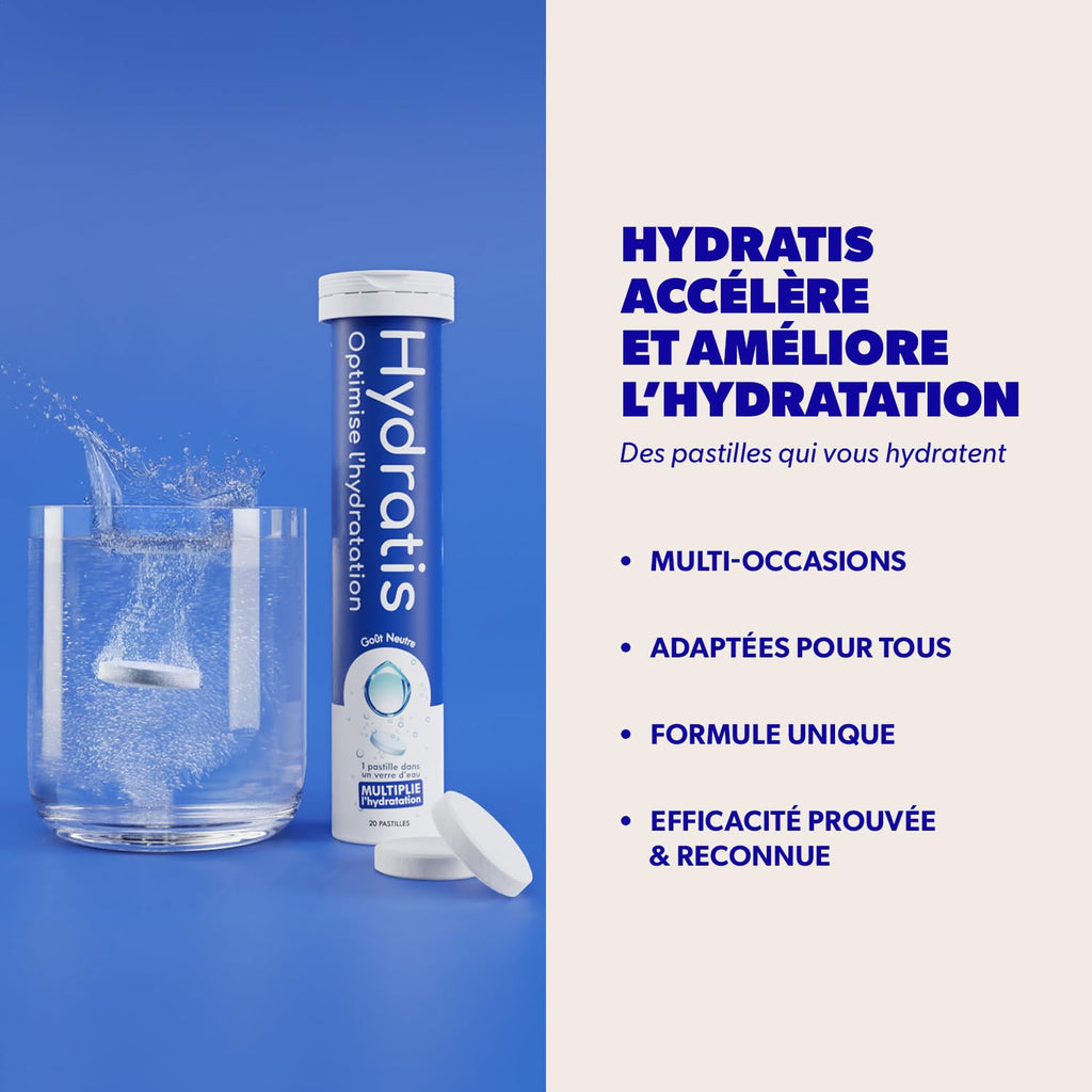HYDRATIS - Pastilles Hydratation Electrolytes - Mix Fruits des Bois + Pêche + Citron/Sureau - Améliore l'Hydratation et Favorise l'Énergie - Sport, Récupération - 3 tubes (60 Pastilles)