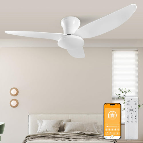 100 cm Mute Ceiling Fan with Light – Remote Control, 60 W Ceiling Fan Reversible DC-motor 6 Speeds Fan, Timer, For All Seasons, White