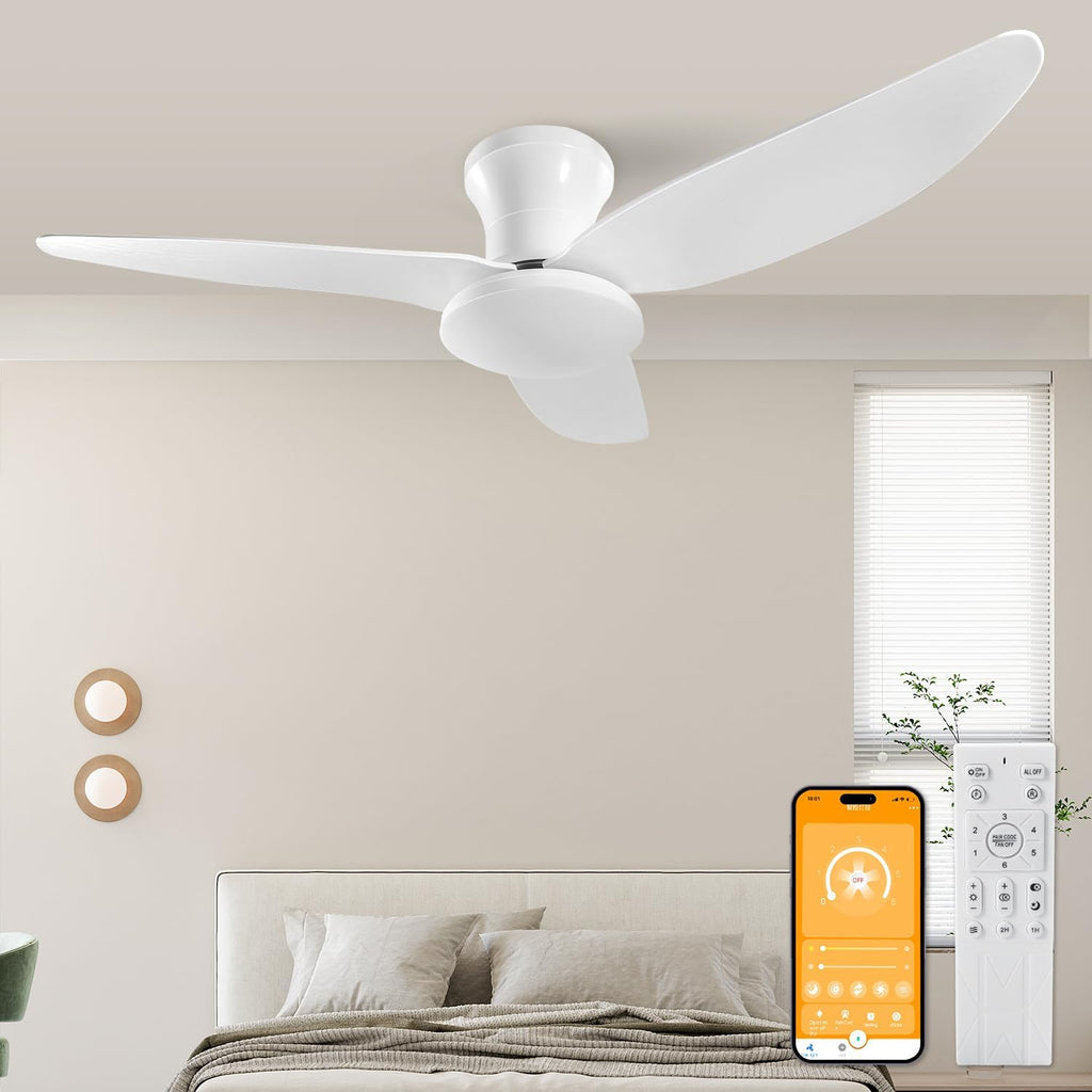 100 cm Mute Ceiling Fan with Light – Remote Control, 60 W Ceiling Fan Reversible DC-motor 6 Speeds Fan, Timer, For All Seasons, White