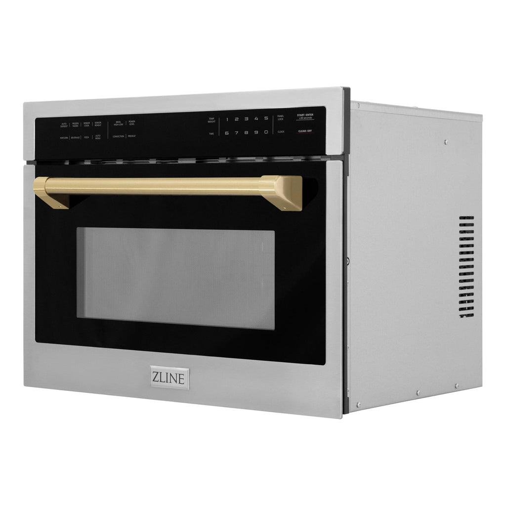 ZLINE Autograph Edition 24" 1.6 cu ft. Built-in Convection Microwave Oven in Stainless Steel and Matte Black Accents