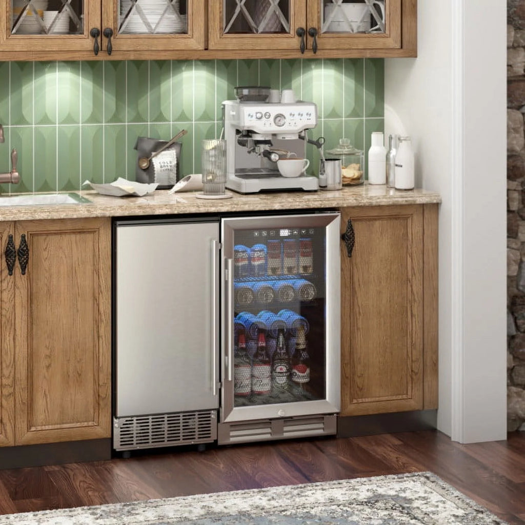 Topcobe Free-Standing Built-In Undercounter Ice Maker, Electric Ice Maker for Home Kitchen OffIce Bar Party Camping RV, Silver