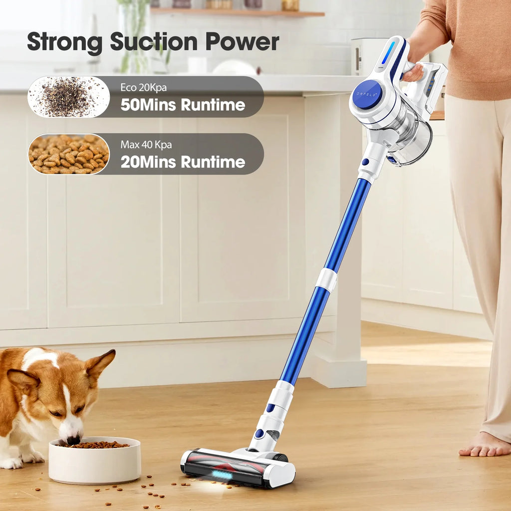 ORFELD Cordless Vacuum Cleaner, 40KPa 50mins Stick Vacuum Lightweight for Hardwood Carpet Pet, V19