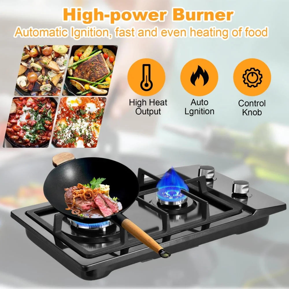 Tohu Stainless Steel Stove 3.3kW 5-Burner Closed Chassis Propane Cooktop for Outdoor/Indoor Cooking