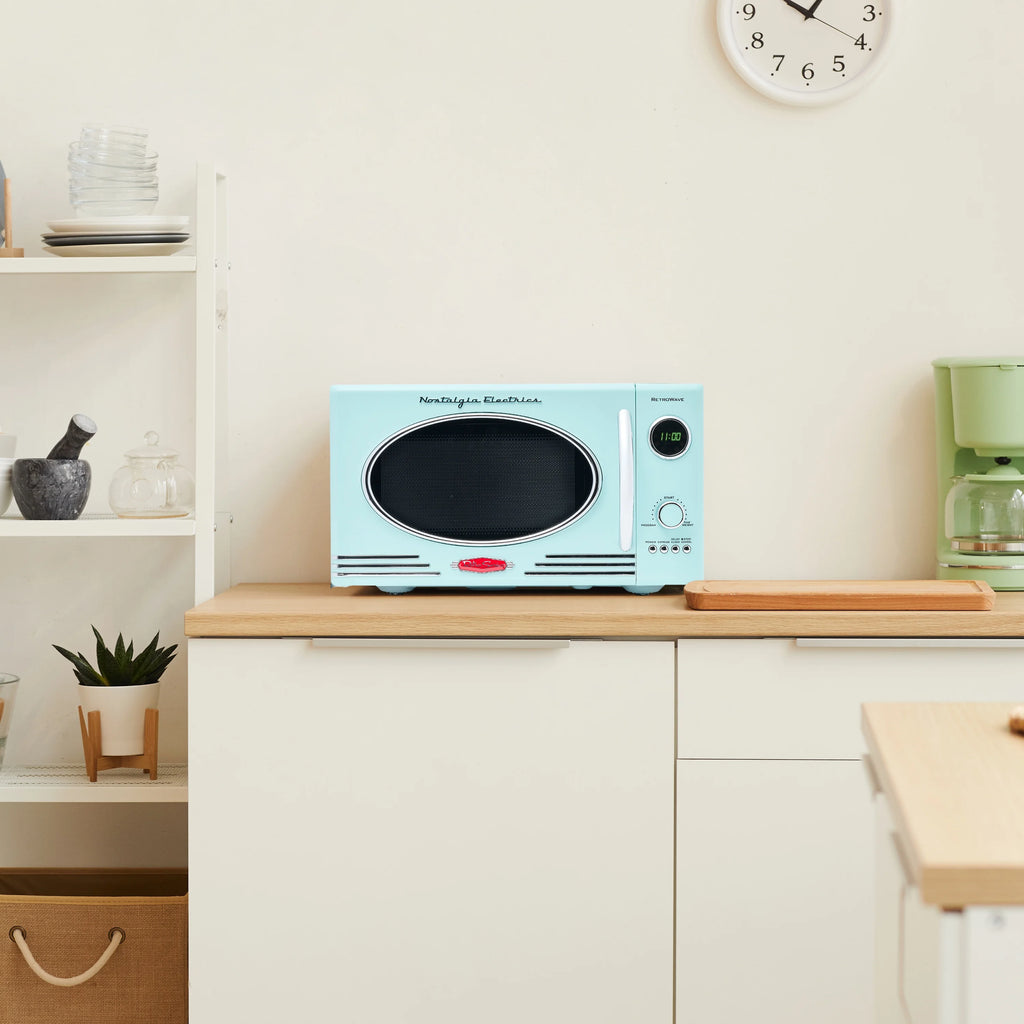 Nostalgia Retro 0.9 Cu. ft. 800-Watt Countertop Microwave Oven, Aqua