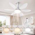Hisummer 71 cm Ceiling Fan with Light and Remote Control, E27 Connection Only with Base Supplied, Quick Installation, Small Silent Ceiling Fan for Children's Bedroom