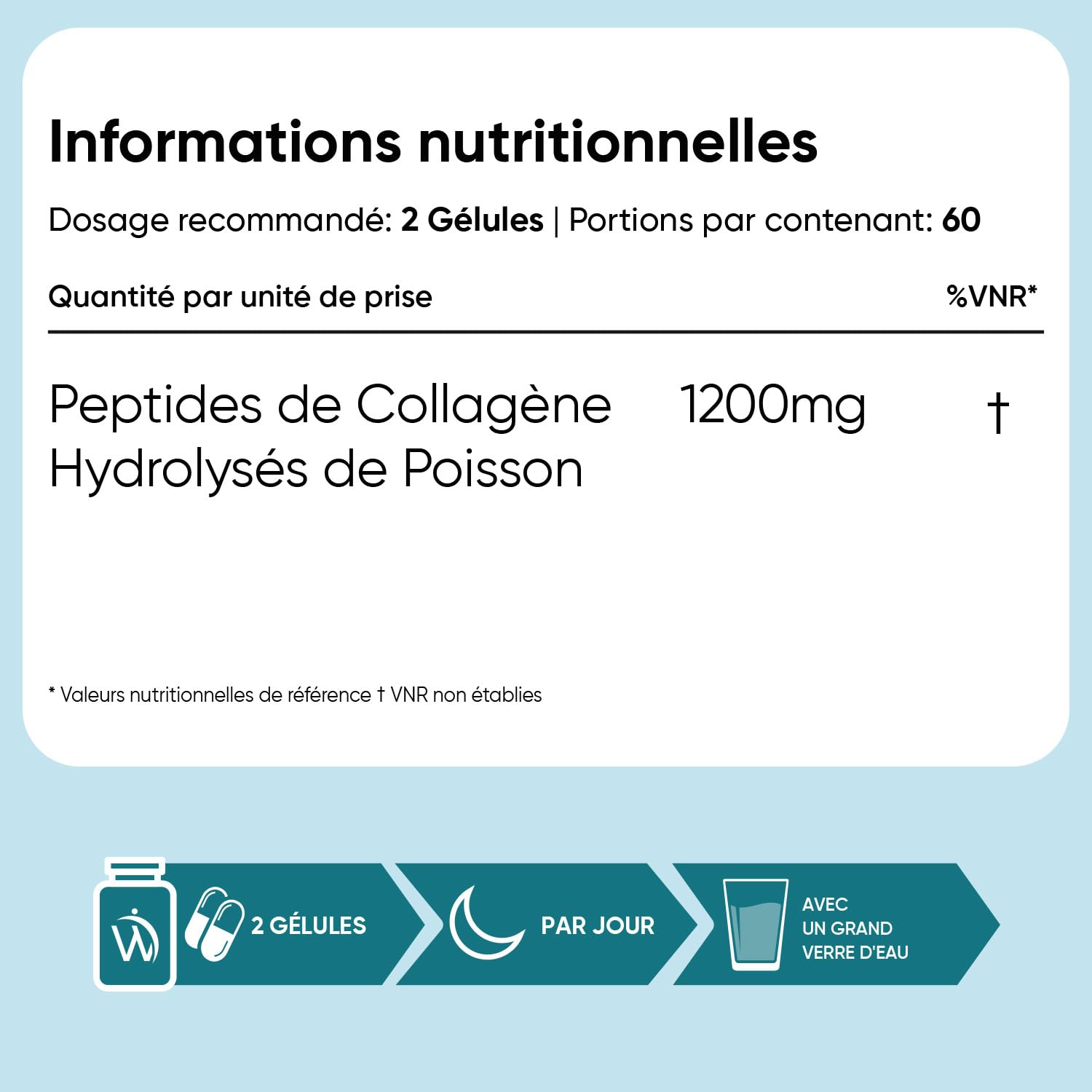 Collagene Marin Gelules Pur Type 1 & 3, 120 Gélules Multi-Usages, Peptide de Collagene Marin Hydrolysé, 1200mg sans Additifs ni OGM, sans Gluten ni Stéarate de Magnésium, 2 Mois d'Approvisionnement