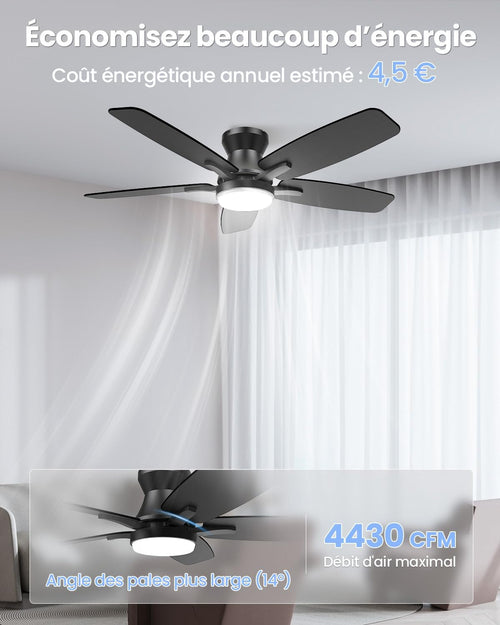 Airwit 106 cm Ceiling Fan with Light Double Sided Blade, Silent LED Ceiling Fan with Remote Control and Reversible DC Motor for Bedroom, Living Room, Kitchen