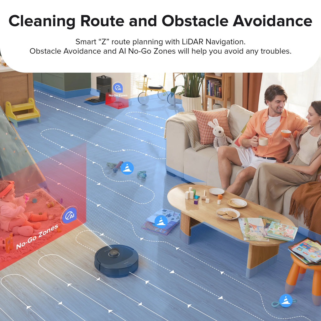 Roborock Q8 Max+ Robot Vacuum and Mop with Self-Emptying, Obstacle Avoidance, LiDAR Navigation, 5500Pa Suction Power, and App Control