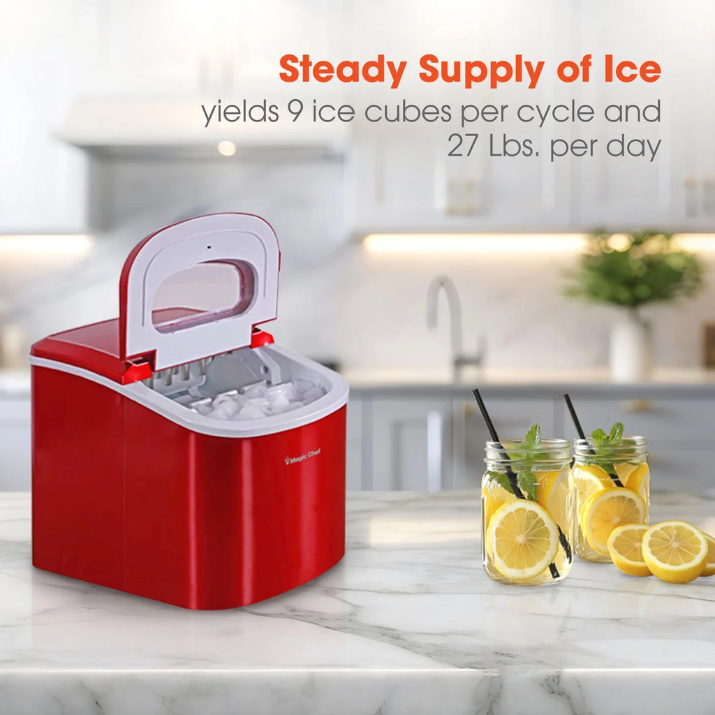 Magic Chef 27 lb. Capacity Portable Countertop Ice Maker, Black (Bullet Ice)
