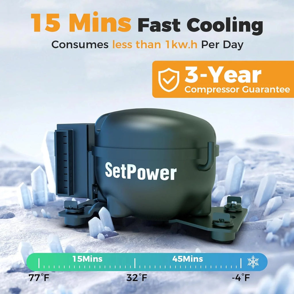 Setpower FC20 Portable Refrigerator, Black, 21 Quart, 12V