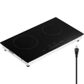 KFFKFF 24" Electric Cooktop, 2 Burner Built-in Ceramic Cooktop1800W with Touch Controls, Glass Panel, Timer, Safety Lock, 9 Temperature Settings, Heat Warning Light, 120V