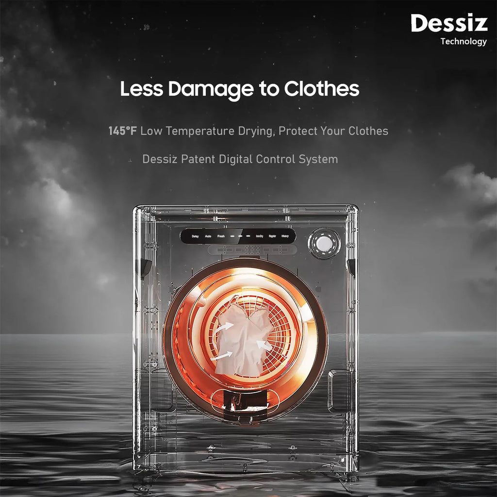 Dessiz 120V Portable Clothes Dryers 1000W Compact Dryer 1.7cu.ft Front Load Stainless Steel 12lbs Electric Dryers Machine with Exhaust pipe for Apartment,RVs,Dorms,Auto Stop and Easy Control