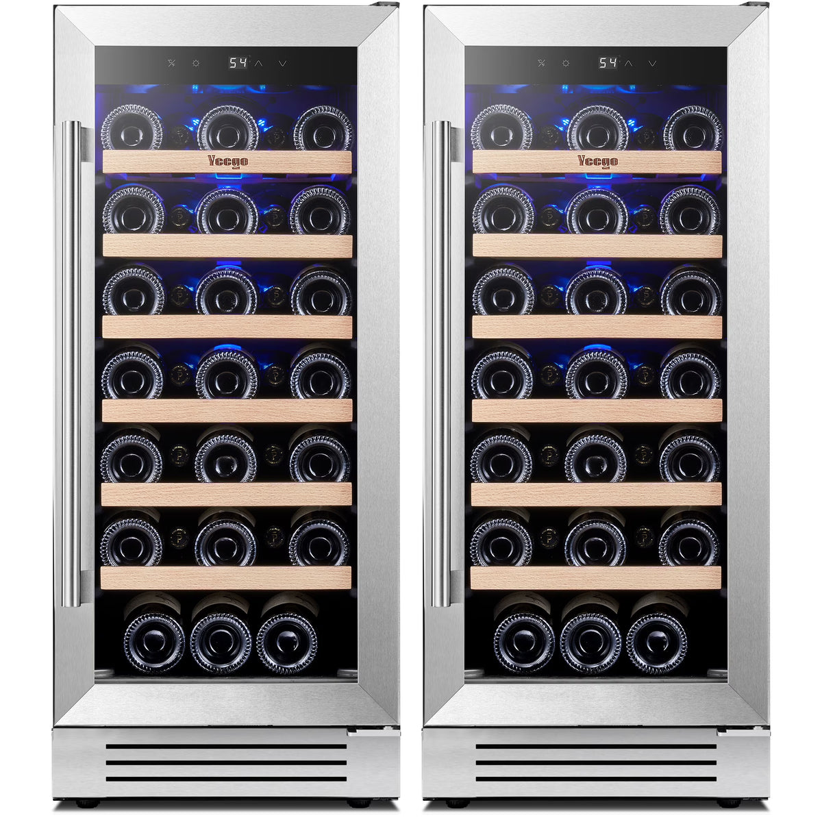 Yeego 30" Wine and Beverage Refrigerator,Two 15" Wine and Beverage Cooler Under Counter or Freestanding, Hold 33 Bottles and 80 Cans(Two Pack)