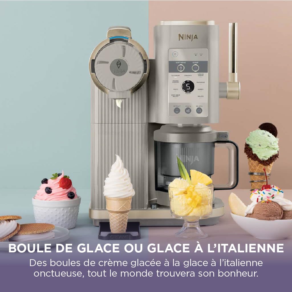 Ninja CREAMi Sorbetière Scoop and Swirl avec 2 pots, 13 modes NC701EUSTGD