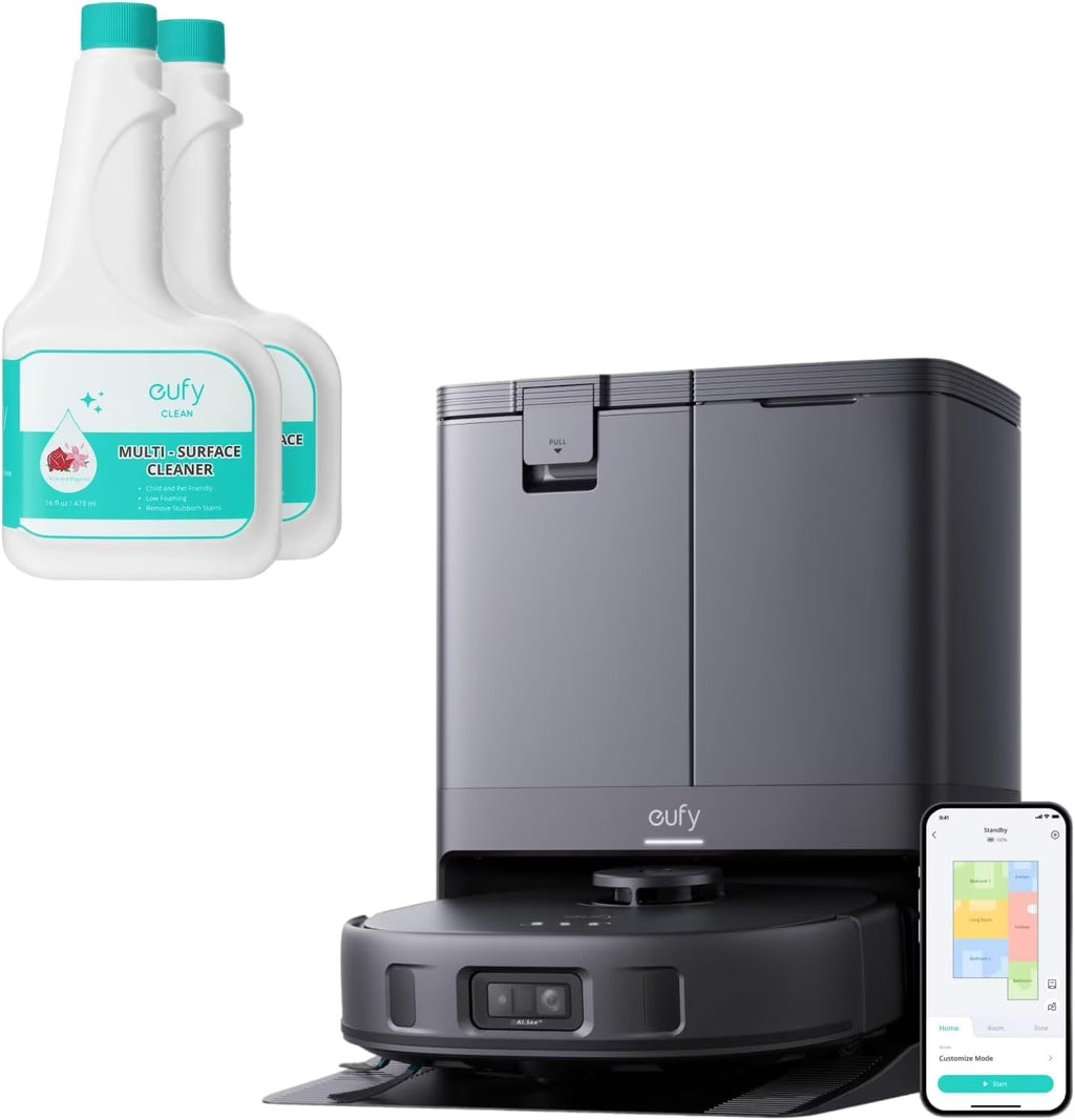 eufy X10 Pro Omni Robot Vacuum and Mop Combo, 8,000 Pa Suction, + Official Floor Cleaning Solutions (2 Bottles)
