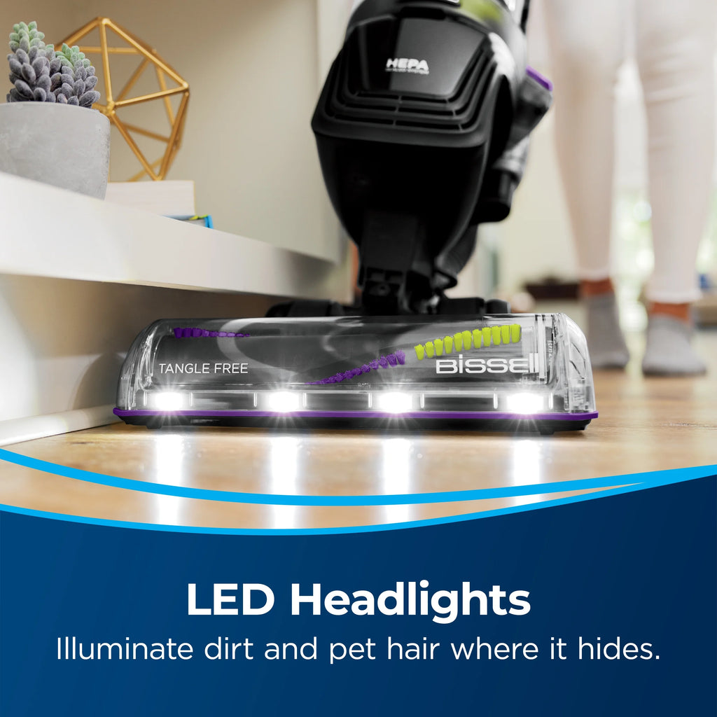 BISSELL Upright Vacuum, PowerLifter Allergen Pet Rewind, Pet Friendly , Bagless, HEPA filter, with Tangle Free Brush Roll, Swivel Steering and LED Headlights, 3404, Black