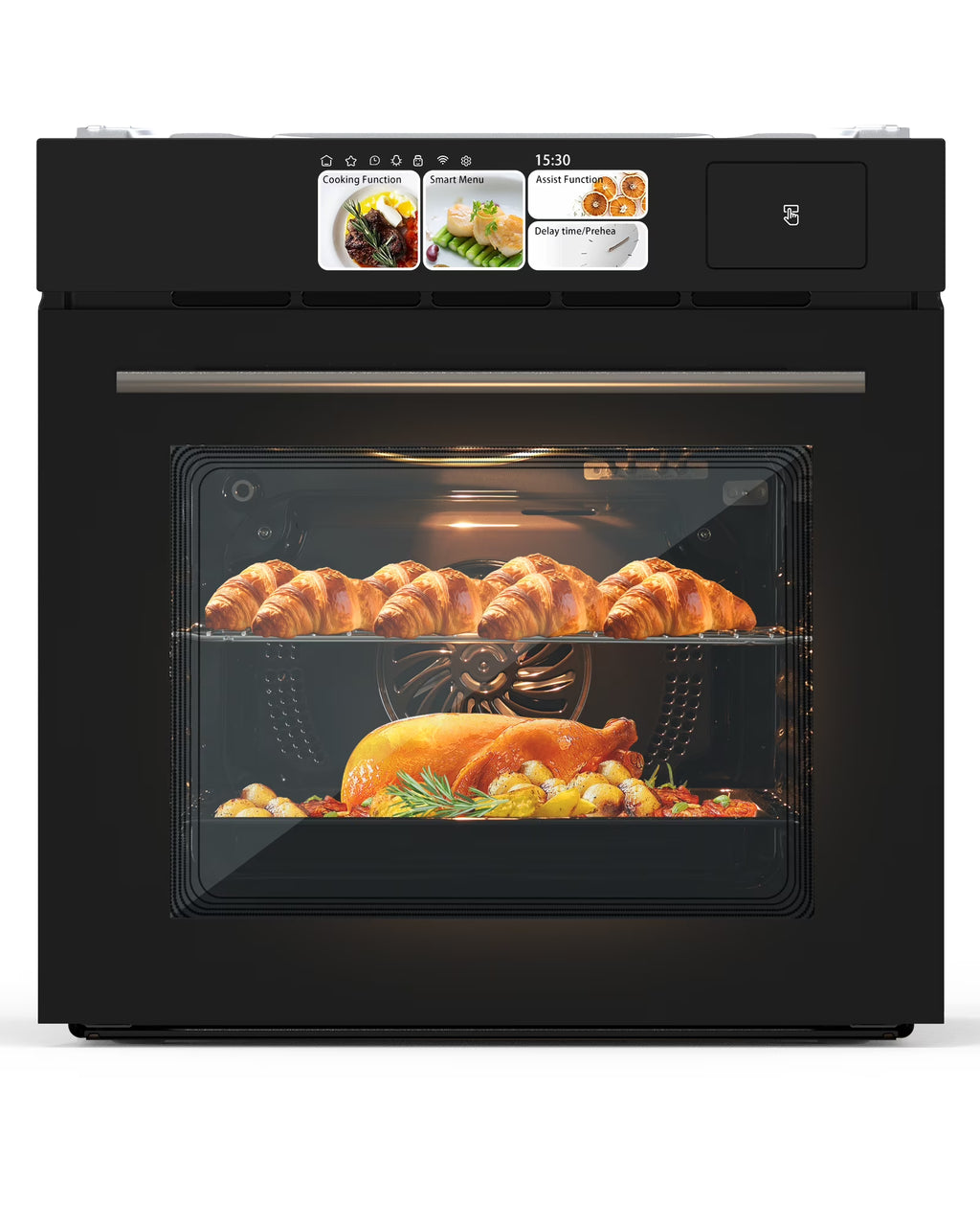Zzistar Single Wall Oven with TFT Display ,24" Built-in Electric Ovens with 11 Functions, 8 Automatic Recipes, 2800W, 240V, 2.5Cu.f