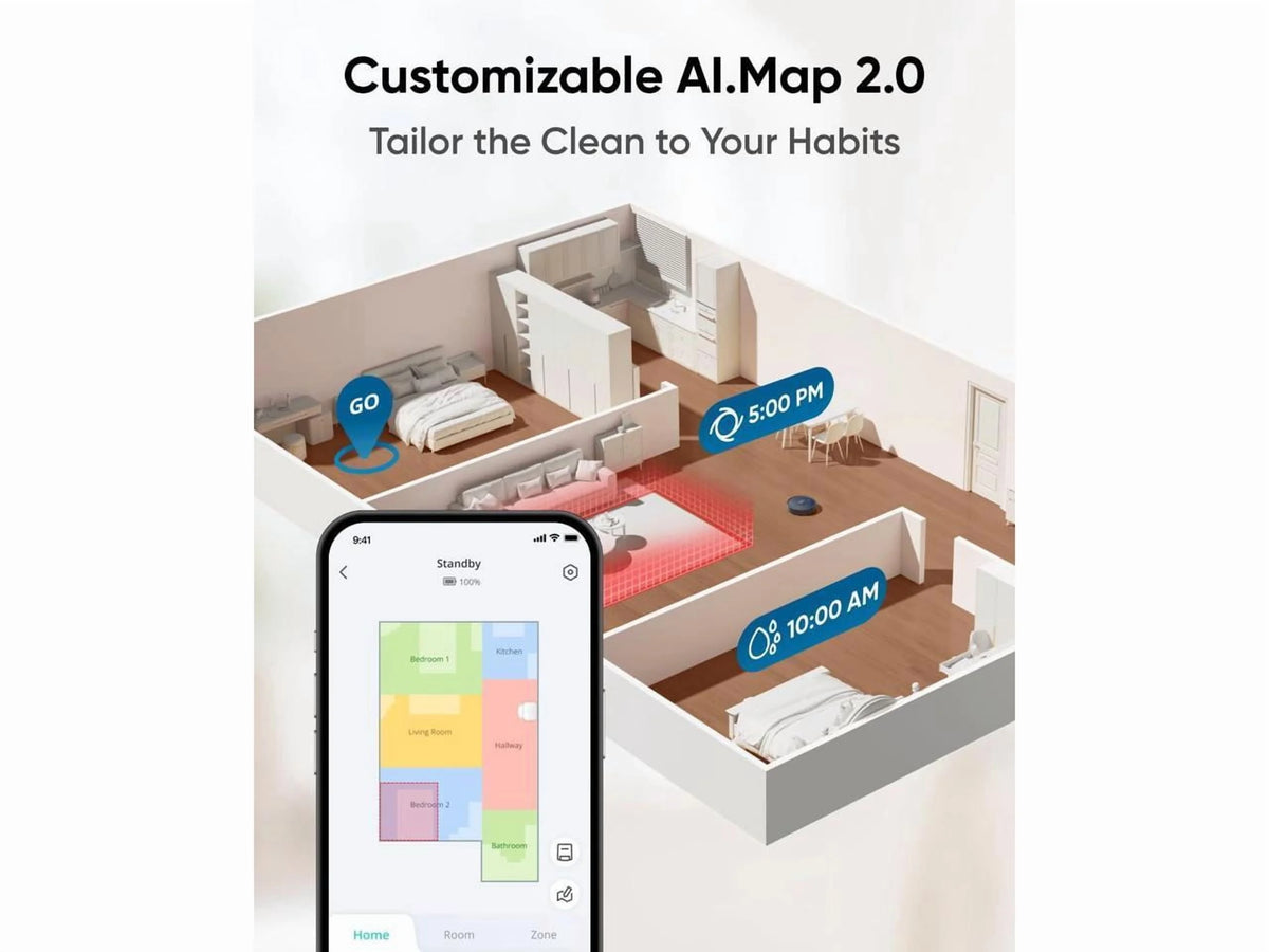 eufy X10 Pro Omni Robot Vacuum and Mop with 8,000 Pa Suction, Dual Mops with 12 mm Auto-Lift and Carpet Detection, AI Obstacle Avoidance, Auto Mop Washing, Auto Drying, Self-Emptying, Self-Refilling