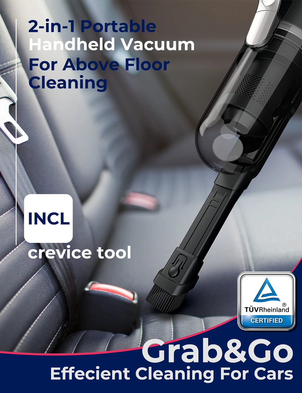 Roomie TEC SlimVac Cordless Upright Vacuum Cleaner, Handheld with Powerful Suction, Ultra Lightweight, Multi-Surface Cleaning for Carpets, Hard Floors, Cars & More, Detachable Long-Lasting Battery