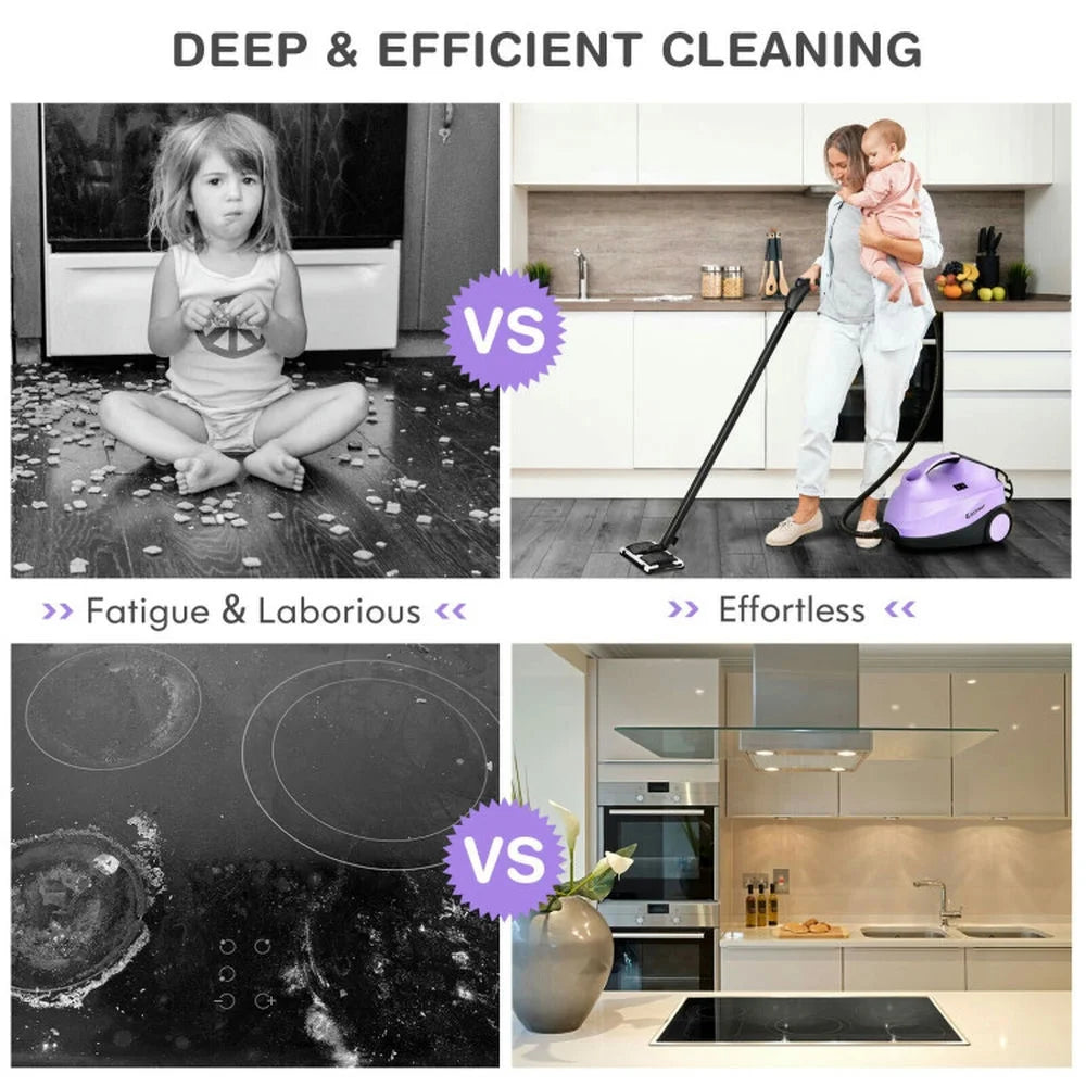 Spaco 2000W Heavy Duty Multi-purpose Steam Cleaner with Automatic Power Off and Child safety Lock, Steam Cleaner Mop with Detachable Handheld Unit, Purple