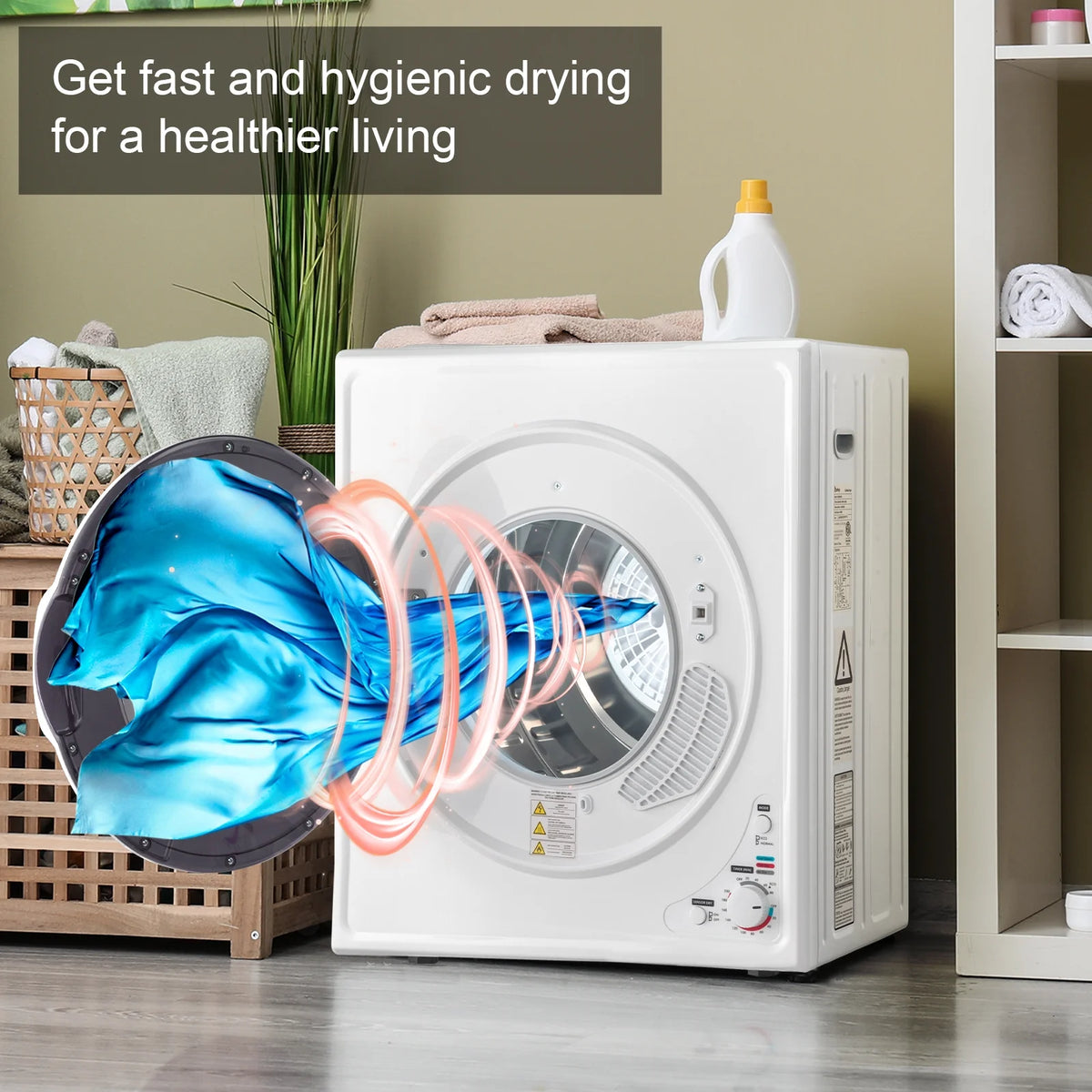 GYJ40-168I1 Compact portable Household clothes Dryer 4KG 2.6CUFT with Stainless Steel Drum White 120V 1400W MECHANICAL Control