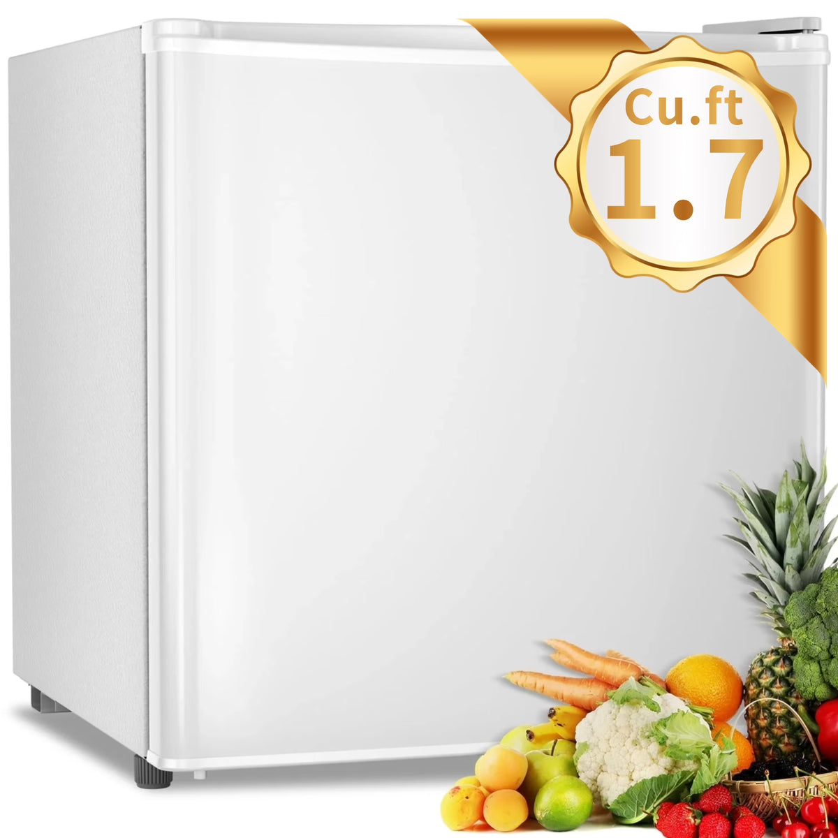 1.7 Cu ft Compact Single Door Refrigerator - Energy Efficient, Reversible Door, Perfect for Home, Office, or Dorm, Black