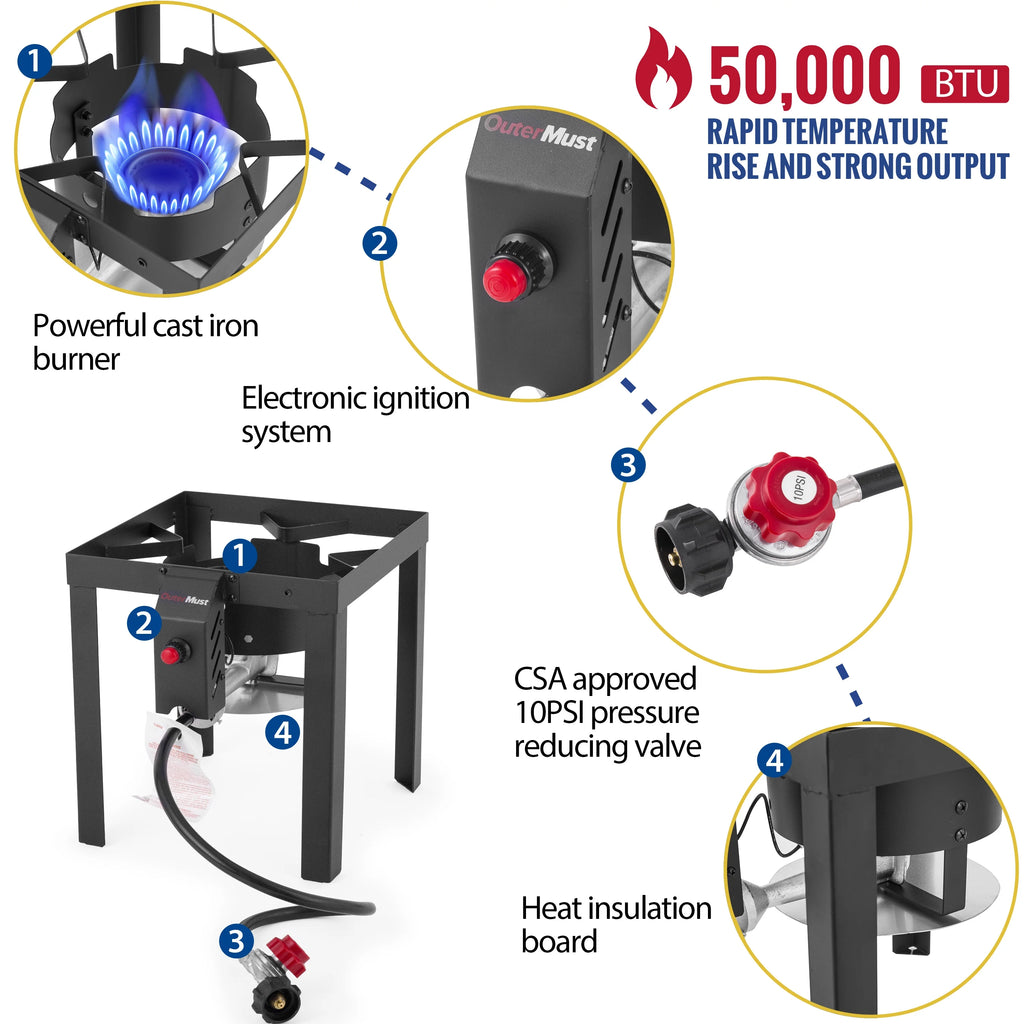 OuterMust 30Qt.?Outdoor Turkey Fryer with Basket and 11 Qt. Fish Fryer, 50,000 BTU Propane Aluminum Deep Turkey Fryer Kit