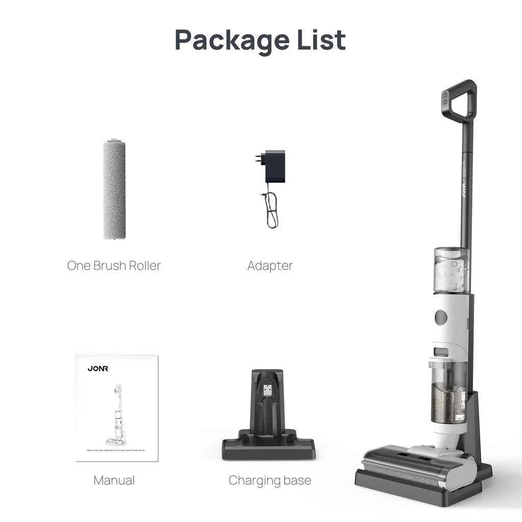 JONR ED12 Vacuum Mop all in one, Cordless Wet Dry Vacuum Cleaner and Mop Combo, Edge Cleaning, One-Step Cleaning, 850ml Water Tank, 30 Minutes Running Time for Hard Floors, Pet Hair