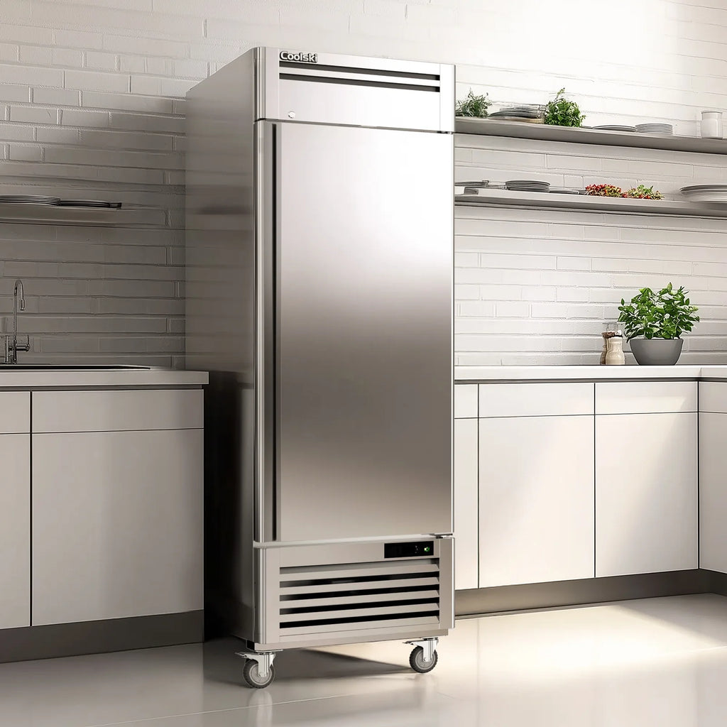"COOLSKI 27"" W Commercial Freezer, 19.32 Cu.ft Single Solid Door Stainless Steel Storage Freezer"