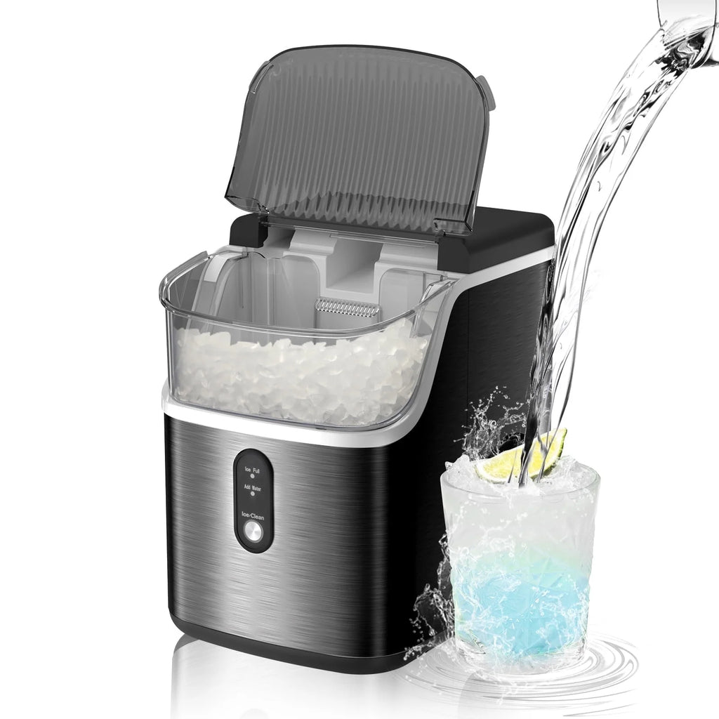 Moifoi Nugget Ice Maker Countertop, Portable Ice Machine with Self-Cleaning Function, 35lbs/24H, Easy Operation, Silver