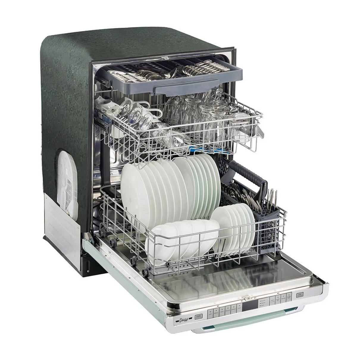 Unique Appliances Classic Retro 24" Built-in Dishwasher with Stainless Steel Tub and LED Lighting