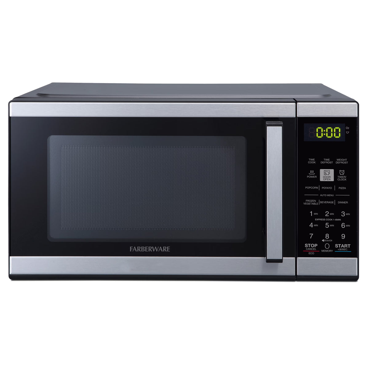 Farberware Countertop Microwave 900 Watts, .9 cu ft - Microwave Oven With Child Lock - Perfect for Apartments and Dorms - Easy Clean Grey Interior, Stainless Steel