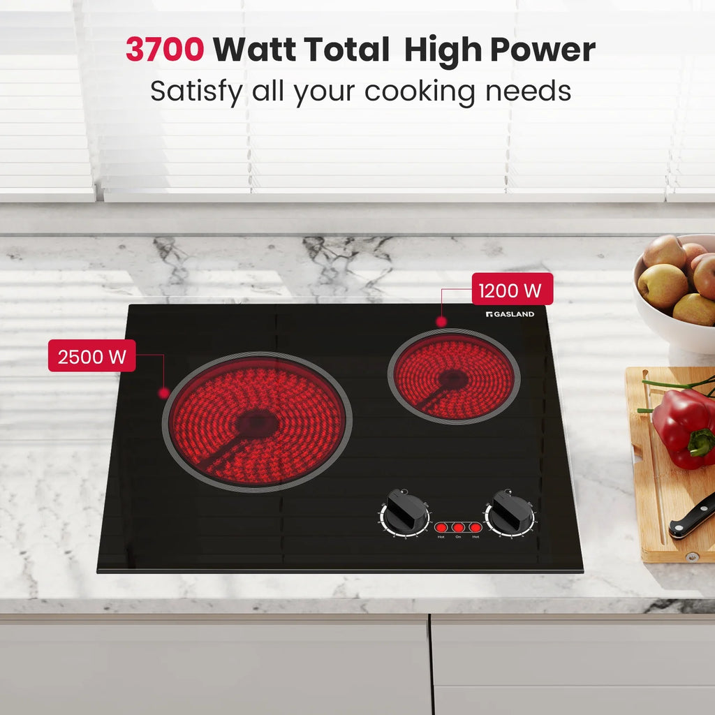 GASLAND 21 in 2 Elements Radiant Electric Cooktop with 9 Heating Levels, Smooth Surface, 240V