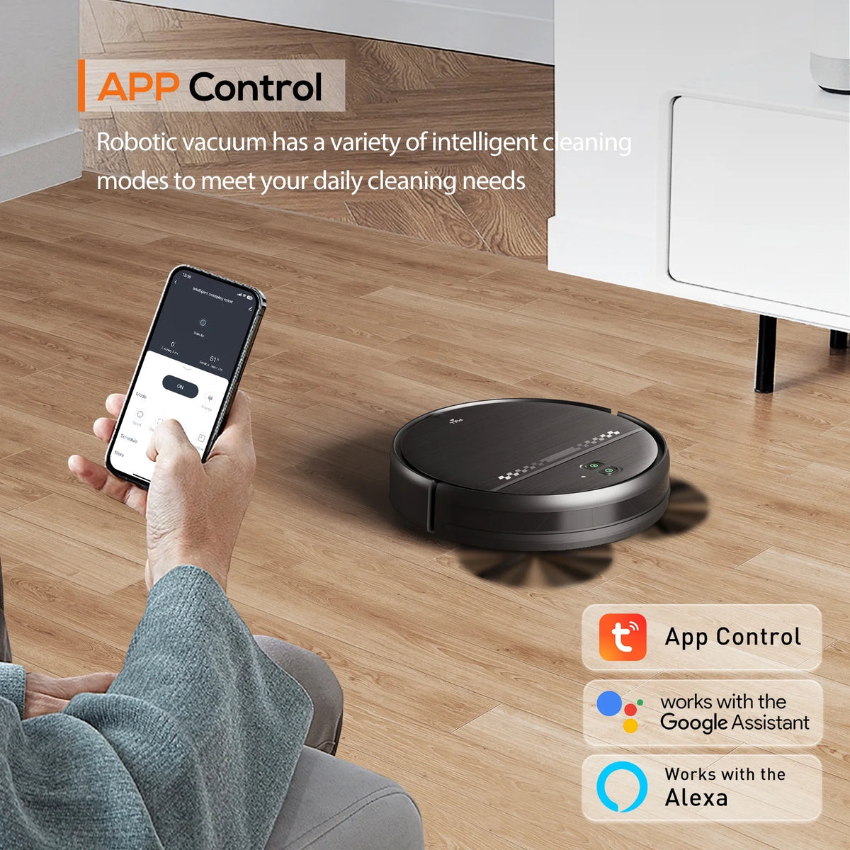 GOOVI Robot Vacuum Cleaner, Robot Vacuum Mop Combo, With Alexa/WiFi/App Connection, for Pet Hair, Hard Floor