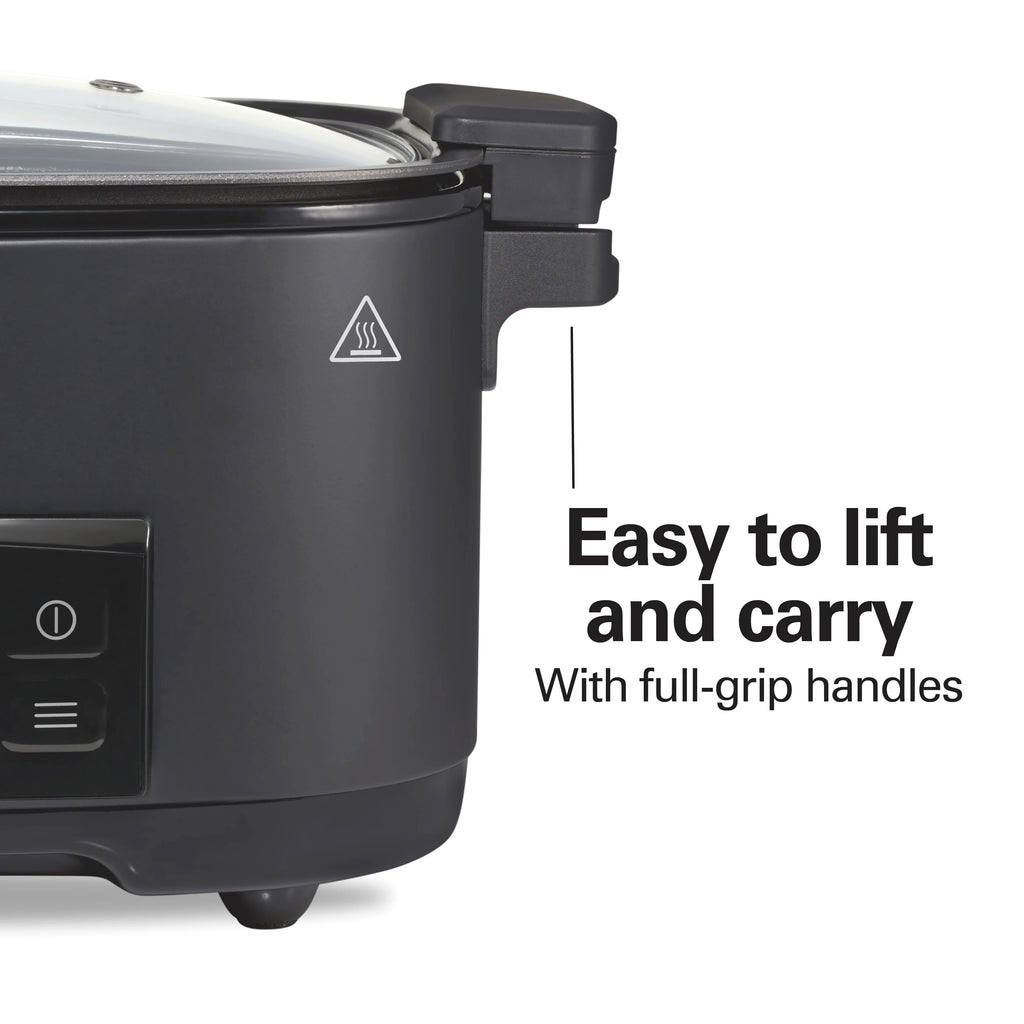 Hamilton Beach 9-in-1 Multi Cooker, 6 Qt Searing Slow Cooker, Nonstick Aluminum Crock with Removable Pot, Black