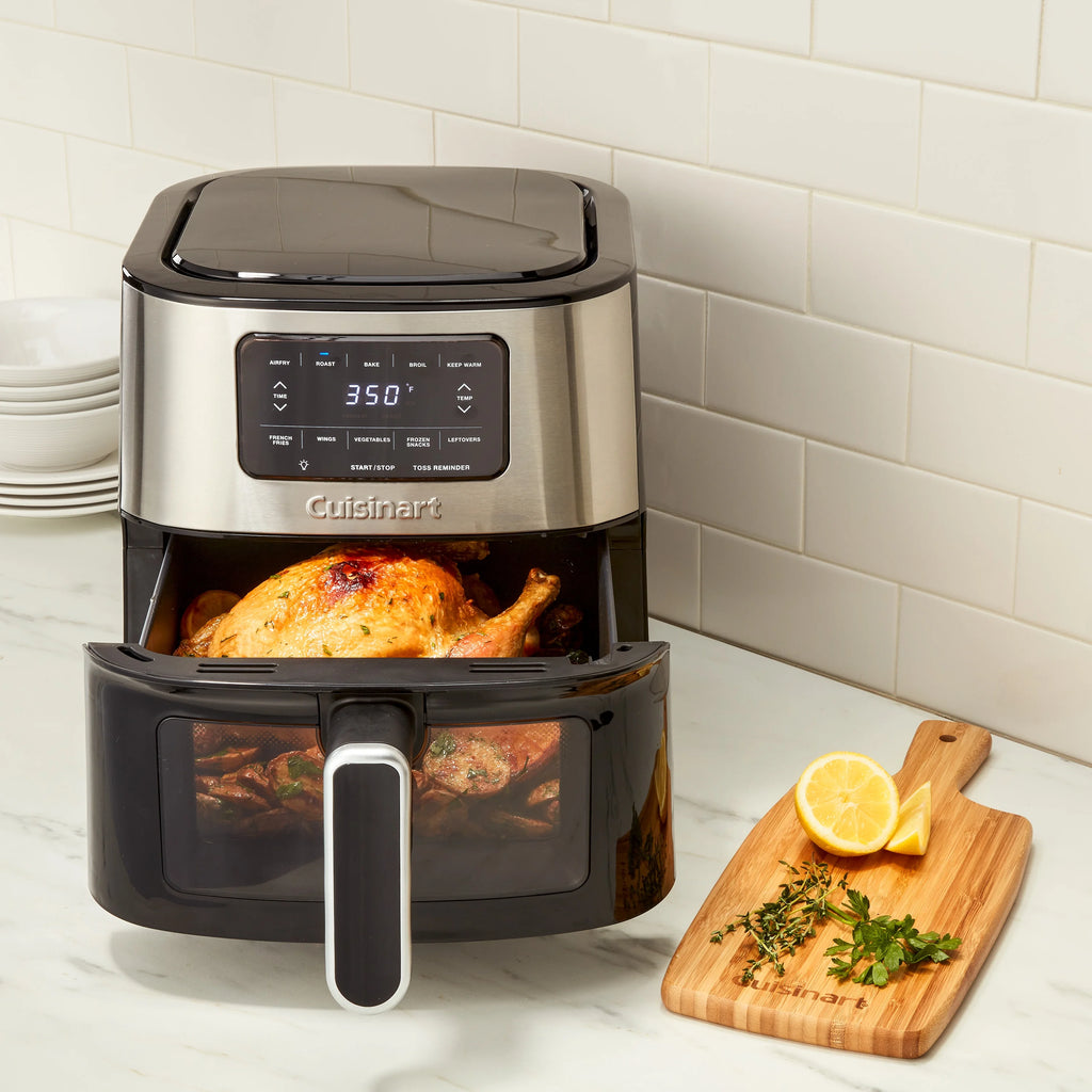 Open Box Cuisinart Air Fryer Oven - 6-Quart Basket Stainless Steel Air Fryer - Dishwasher-Safe Parts with 5 Presets - Roast, Bake, Broil, Air Fry and Keep Warm - Quick and Easy Meals - AIR-200