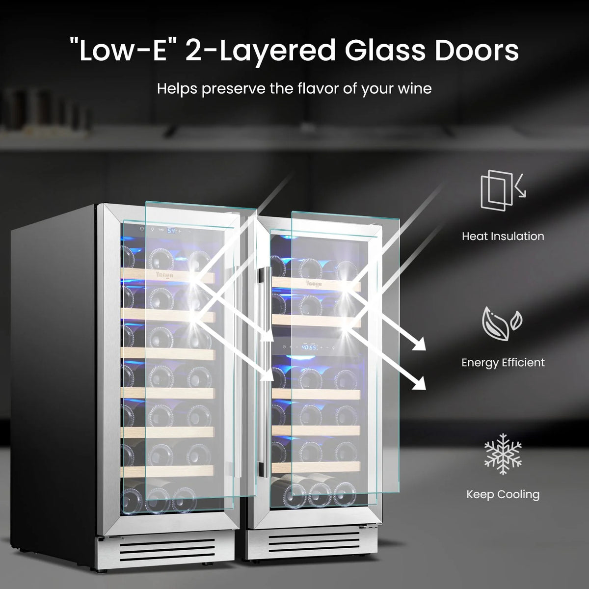 Yeego 30" Wine and Beverage Refrigerator,Two 15" Wine and Beverage Cooler Under Counter or Freestanding, Hold 33 Bottles and 80 Cans(Two Pack)