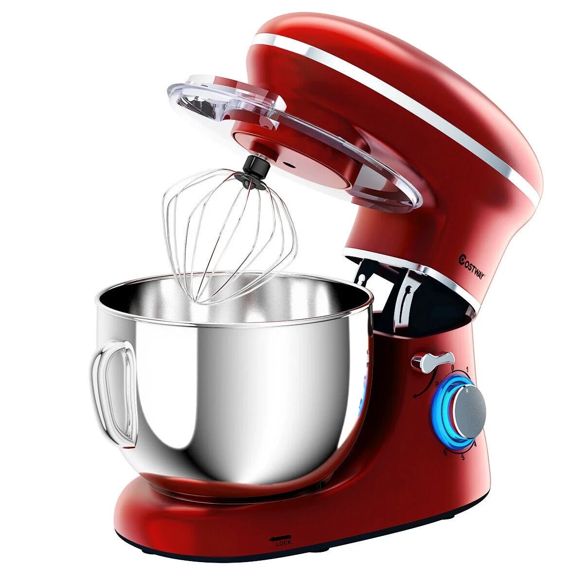 Costway 6.3 QT Tilt-Head Food Stand Mixer 6 Speed 660W wIth Dough Hook, Whisk & Beater Black