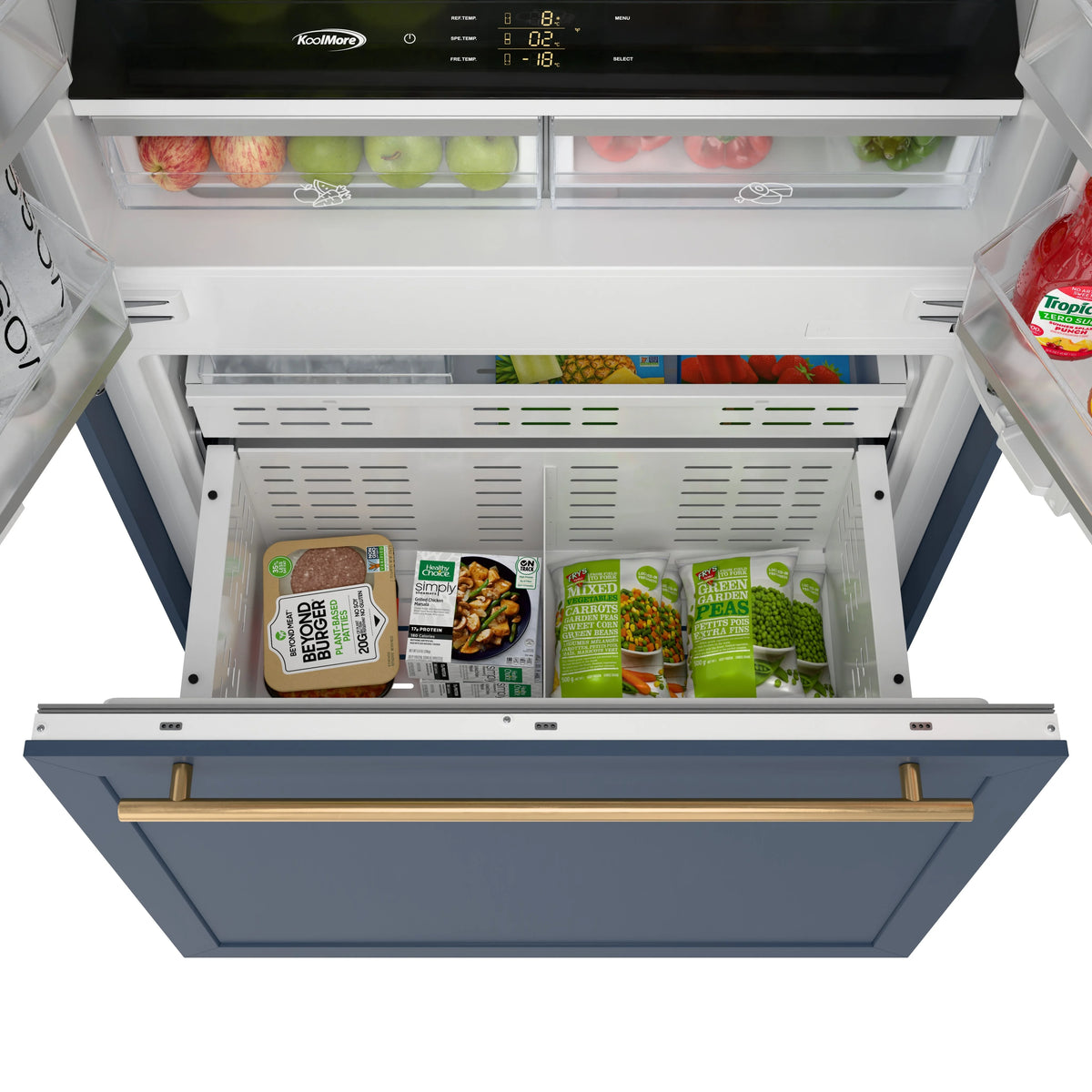 36 In. Panel Ready French Door Refrigerator With Ice maker, water dispenser, Frost Free . 19.6 total cubic feet