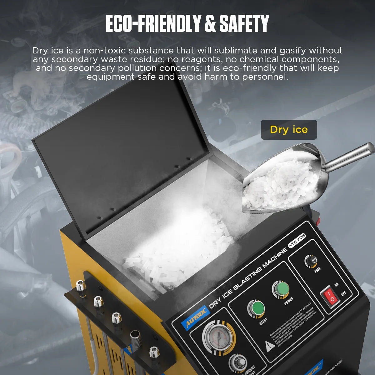 AUTOOL Automotive Dry Ice Cleaning Machine Car Engine Throttle Carbon Deposit Cleaner Exhaust Pipe Pressure Washer 110V/220V Dry Ice Blasting Clean Machine for All Cars, HTS705