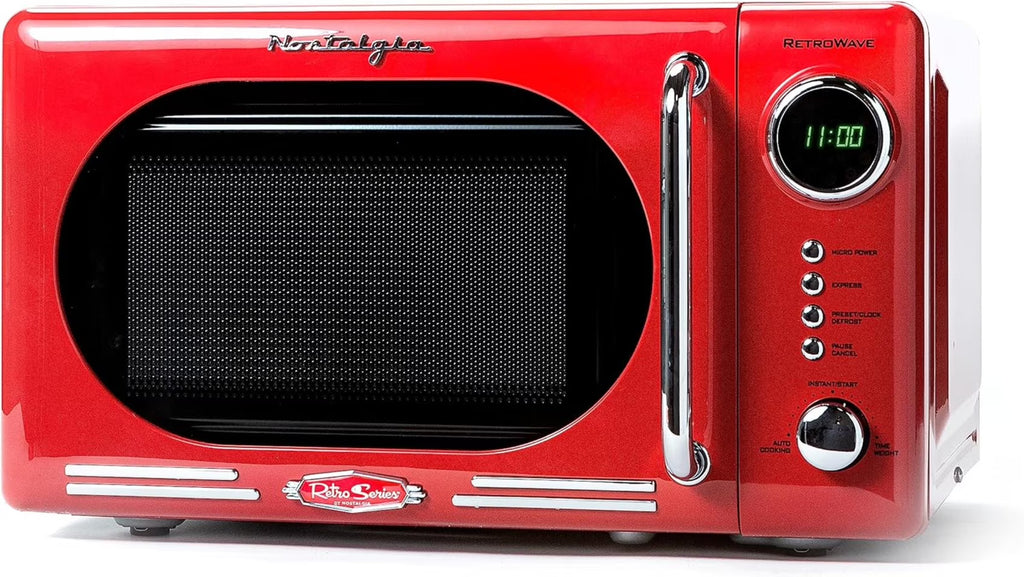 Nostalgia Retro Microwave for Countertop 0.7 cu ft Vintage Microwave, Pink