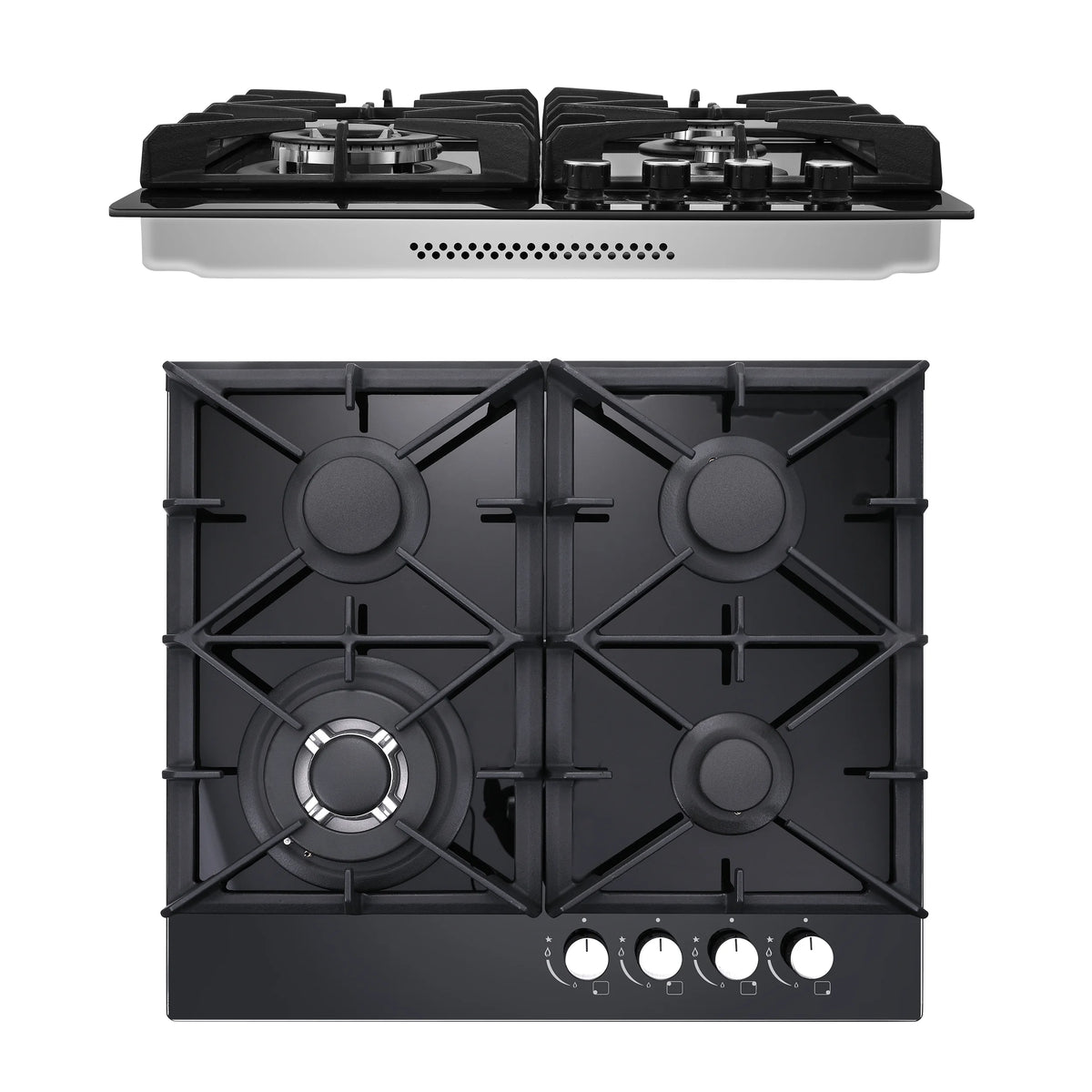 Eascookchef 4-Burners Gas Cooktop 24in Eascookchef Tempered Glass NG/LPG Convertible