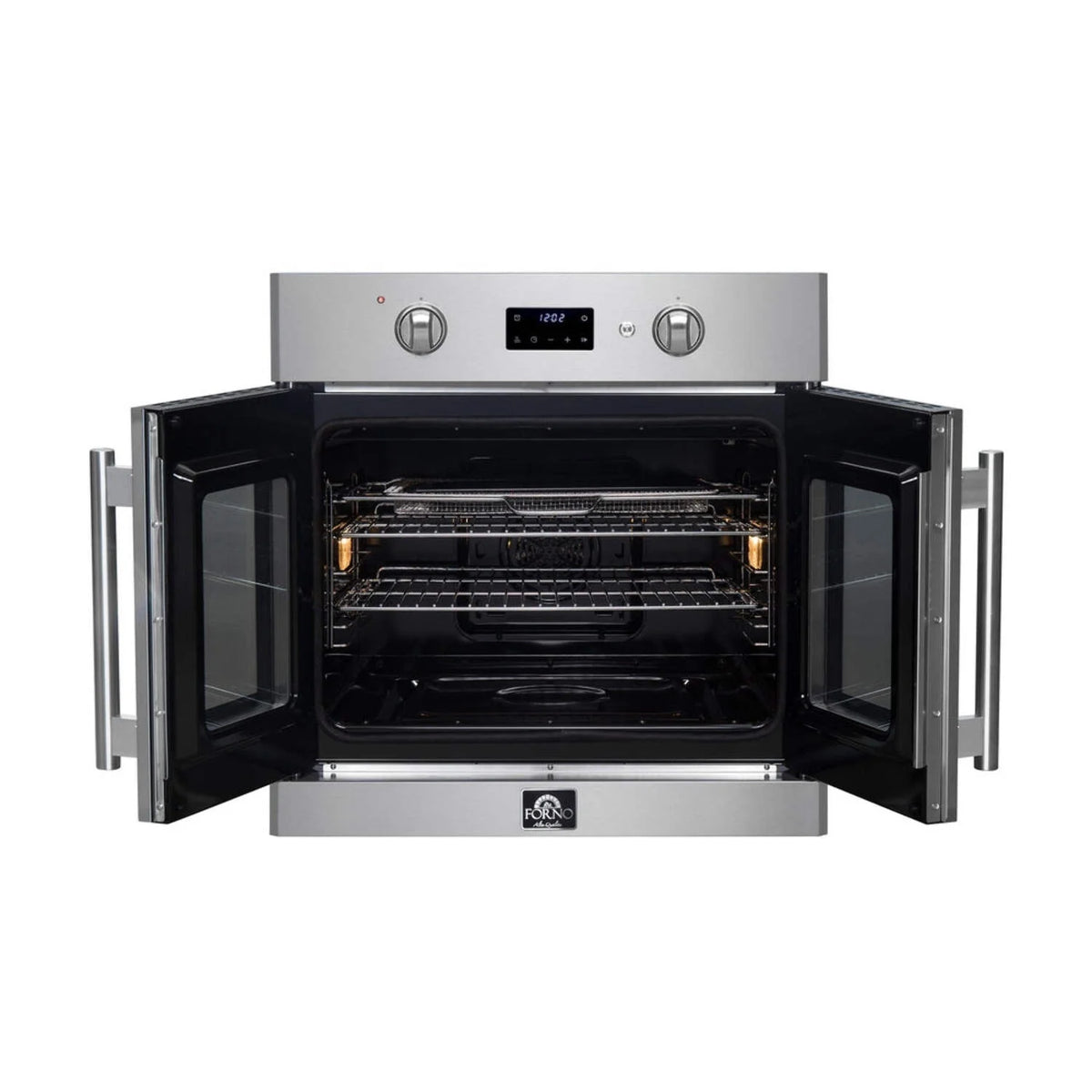 Forno Asti 30-Inch French Door Electric Wall Oven in Stainless Steel, 3.68 cu. ft. True Convection, 3,600W, Air Fry, Sous Vide, Self-Clean