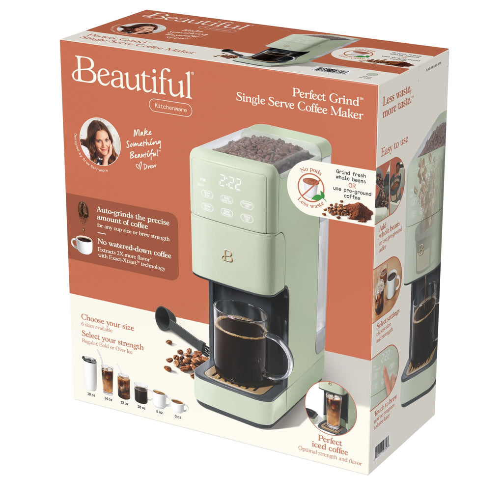 Beautiful Perfect Grind�?Programmable Single Serve Coffee Maker, White Icing by Drew Barrymore