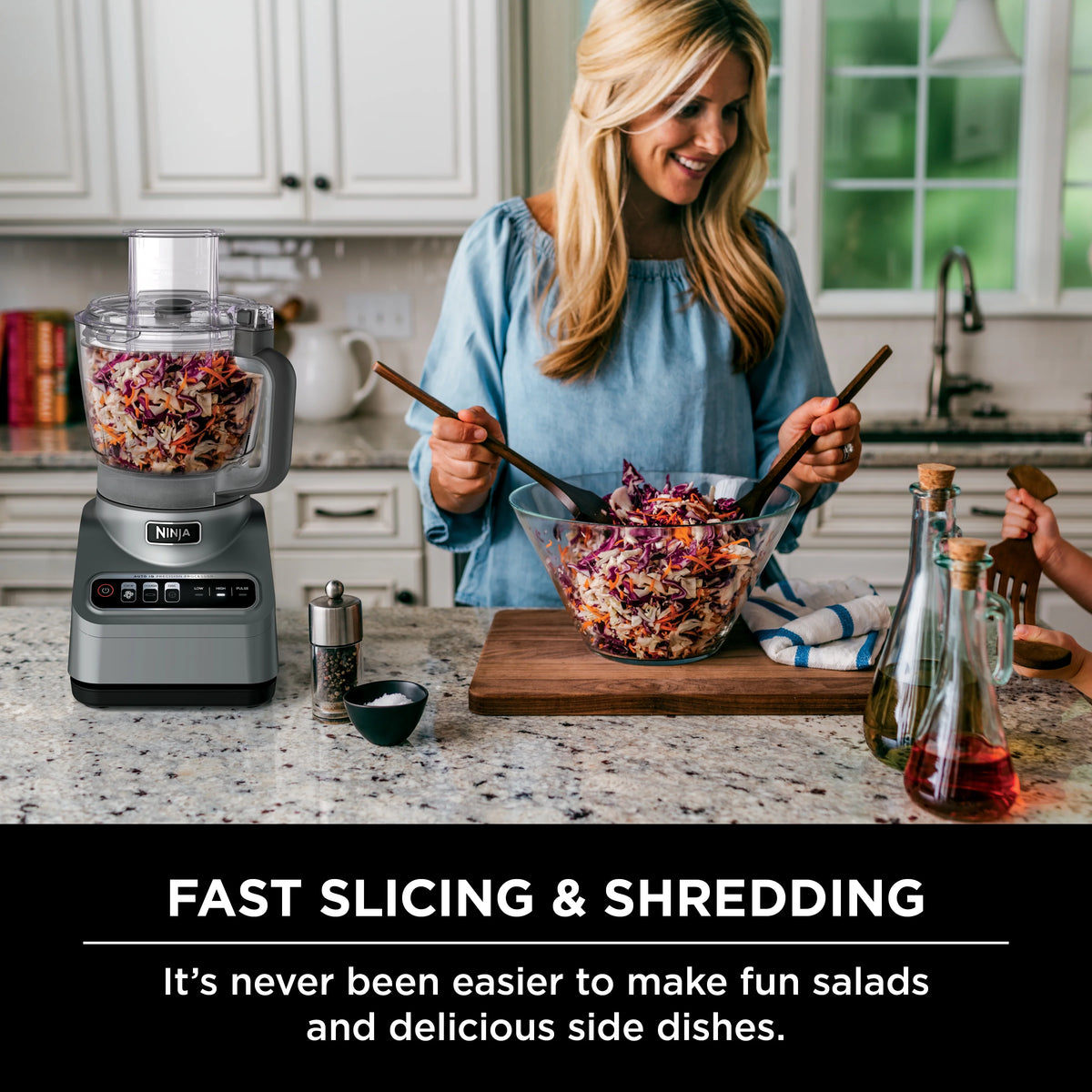 Restored Ninja® Professional Food Processor, 850 Watts, 9-Cup Capacity, Auto-iQ Preset Programs, BN600 (Refurbished)