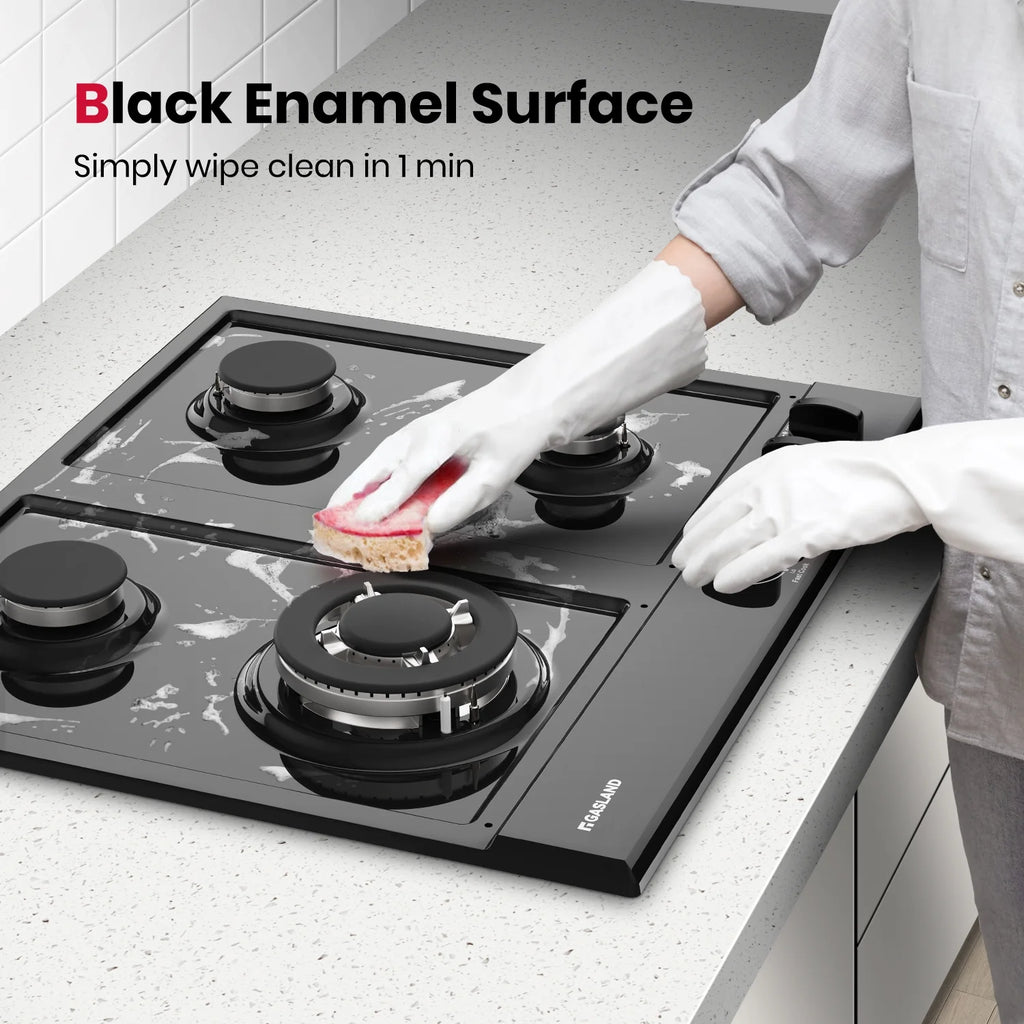GASLAND GH60EF 24" Built-in Gas Stove Top, Black Ename Gas Cooktop with Griddle, 4 Sealed Burners, ETL